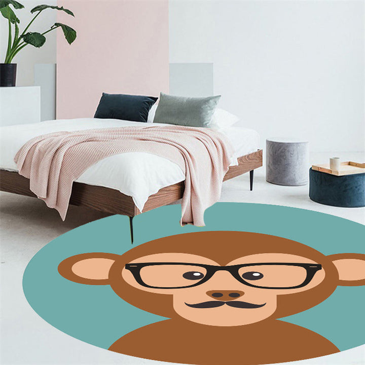 Stornfield | Ginger and Orange Unusual Cartoon Animal Pattern Polyester Rug, Kids Mat, Washable, Pet-Friendly, Non-Slip Mat for Nursery Bedroom