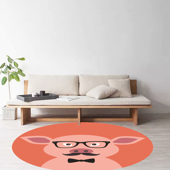 Stornfield | Ginger and Orange Unusual Cartoon Animal Pattern Polyester Rug, Kids Mat, Washable, Pet-Friendly, Non-Slip Mat for Nursery Bedroom