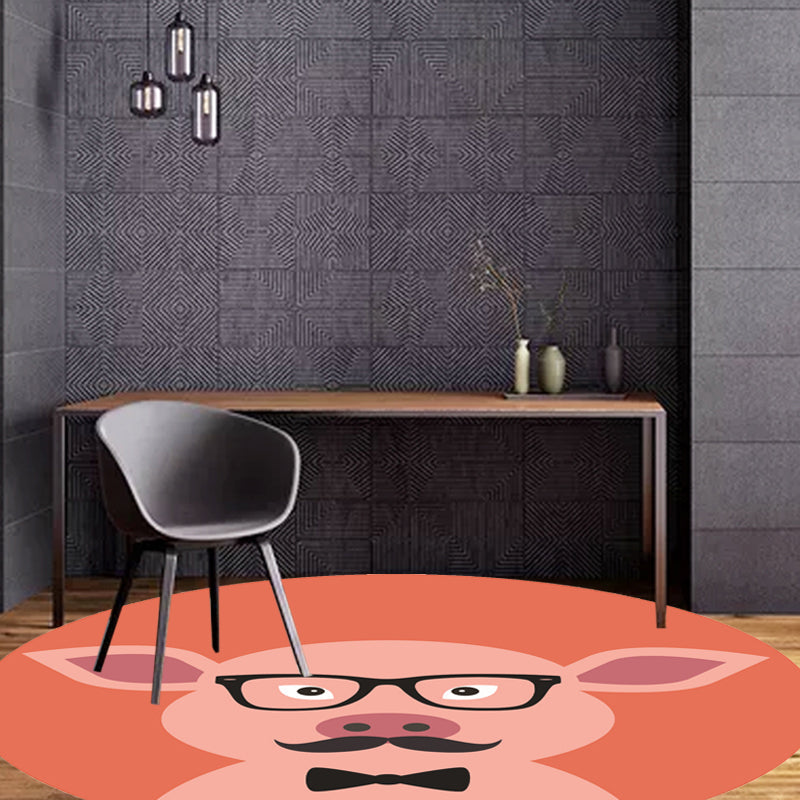 Stornfield | Ginger and Orange Unusual Cartoon Animal Pattern Polyester Rug, Kids Mat, Washable, Pet-Friendly, Non-Slip Mat for Nursery Bedroom