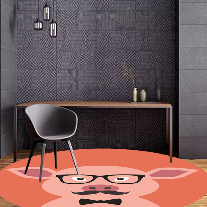 Stornfield | Ginger and Orange Unusual Cartoon Animal Pattern Polyester Rug, Kids Mat, Washable, Pet-Friendly, Non-Slip Mat for Nursery Bedroom
