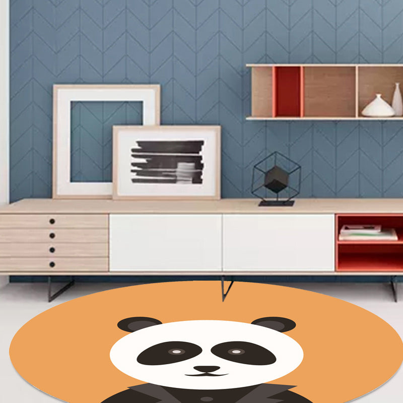 Stornfield | Ginger and Orange Unusual Cartoon Animal Pattern Polyester Rug, Kids Mat, Washable, Pet-Friendly, Non-Slip Mat for Nursery Bedroom