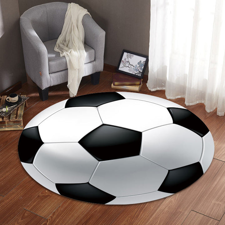 Stornfield | Orange and White Fancy Sports Mat for Kids Washable and Non-Slip Polyester Rug for Children's Bedroom