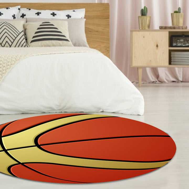 Stornfield | Orange and White Fancy Sports Mat for Kids Washable and Non-Slip Polyester Rug for Children's Bedroom