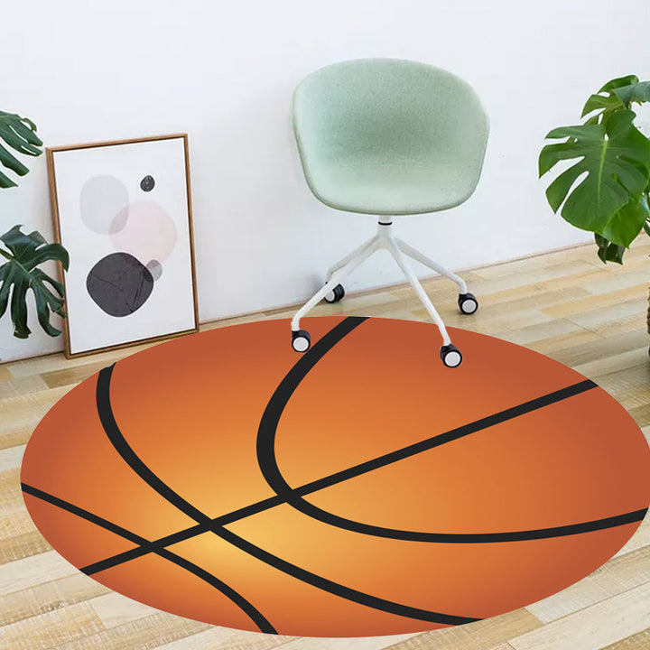 Stornfield | Orange and White Fancy Sports Mat for Kids Washable and Non-Slip Polyester Rug for Children's Bedroom