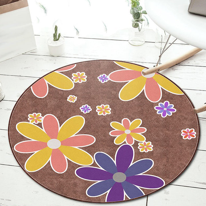 Stornfield | Unusual heart pattern rug with pink and blue flowers Washable and pet-friendly polyester rug Non-slip rug for children's room
