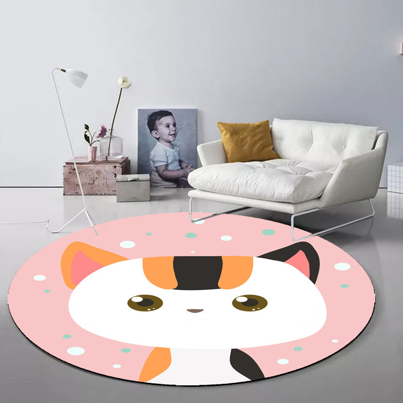 Stornfield | Pink and Blue Children's Polyester Cartoon Animal Rug Washable Animal-Friendly Mat Non-Slip Backing Decorative Rug