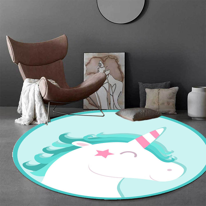 Stornfield | Pink and Blue Children's Polyester Cartoon Animal Rug Washable Animal-Friendly Mat Non-Slip Backing Decorative Rug