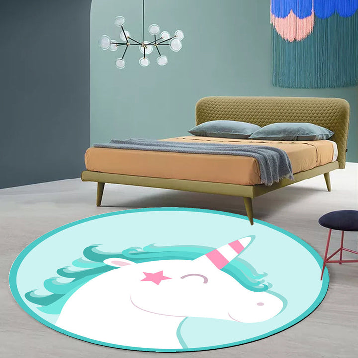 Stornfield | Pink and Blue Children's Polyester Cartoon Animal Rug Washable Animal-Friendly Mat Non-Slip Backing Decorative Rug