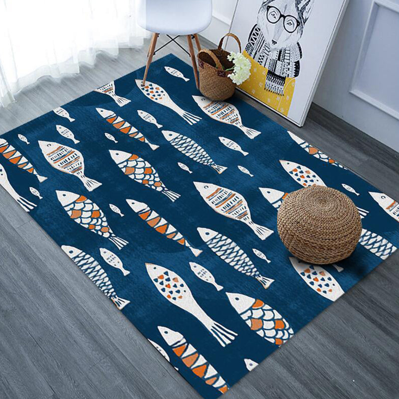 Stornfield | Beautiful Cartoon Animal Pattern Fish Rug Multicolored Kids' Rug Polyester Washable Non-Slip Pet-Friendly Rug for Kids' Room
