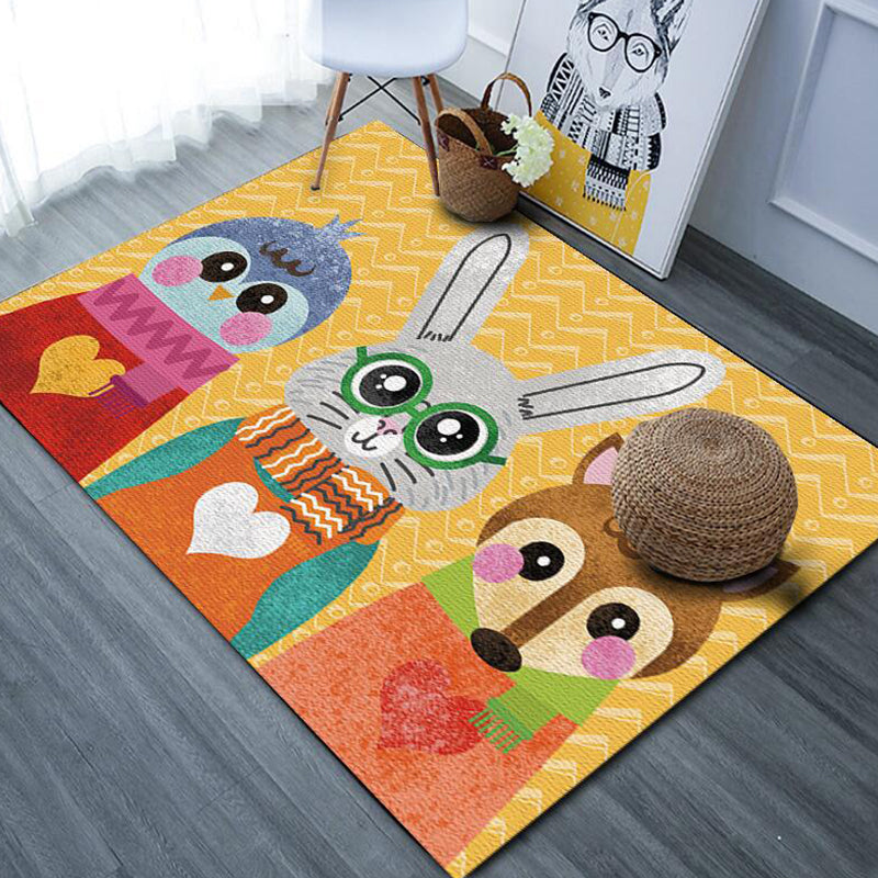 Stornfield | Beautiful Cartoon Animal Pattern Fish Rug Multicolored Kids' Rug Polyester Washable Non-Slip Pet-Friendly Rug for Kids' Room