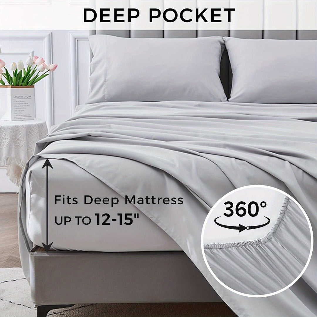 4-Piece Soft Cooling Queen Size Sheets: 14" Deep Pocket, Luxury Hotel-Grade, Shrinkage and Fade Resistant, Easy Care Bed Sheet Set | Stornfield