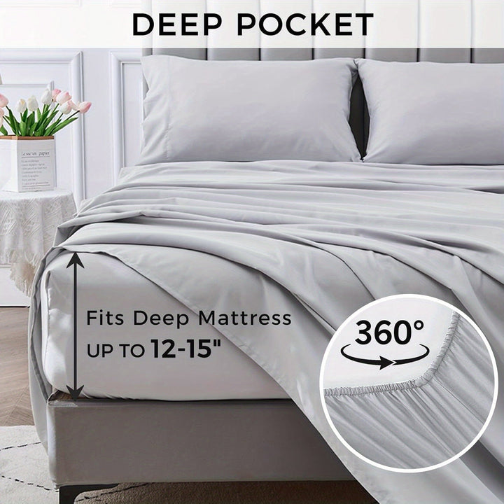 4-Piece Soft Cooling Queen Size Sheets: 14" Deep Pocket, Luxury Hotel-Grade, Shrinkage and Fade Resistant, Easy Care Bed Sheet Set | Stornfield