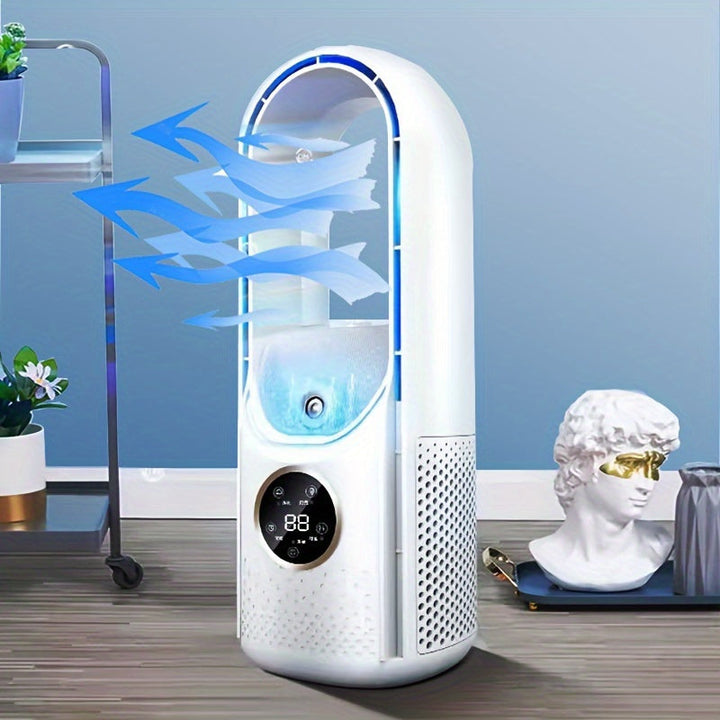 Portable Bladeless Air Conditioning Fan with Nightlight – 6 Speed Humidifier and Purifier, Quiet USB Desktop Cooler for Bedrooms and Rooms | Stornfield