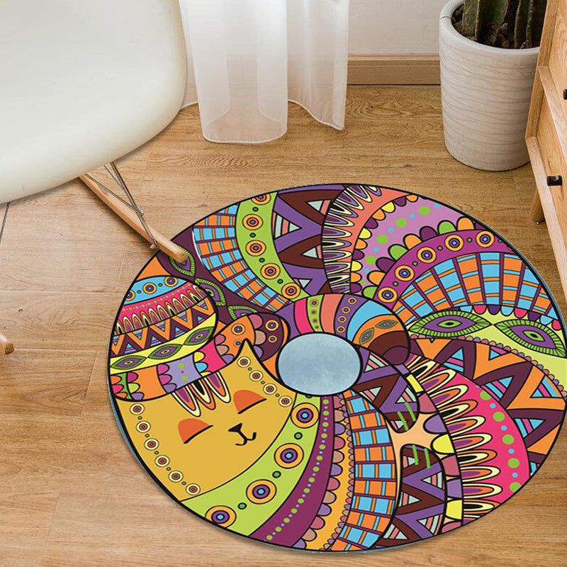 Stornfield | Colorful Polyester Rug with Cartoon Animal and Multicolor Fish Pattern, Washable and Non-Slip Kids' Rug, Ideal for Children's Room