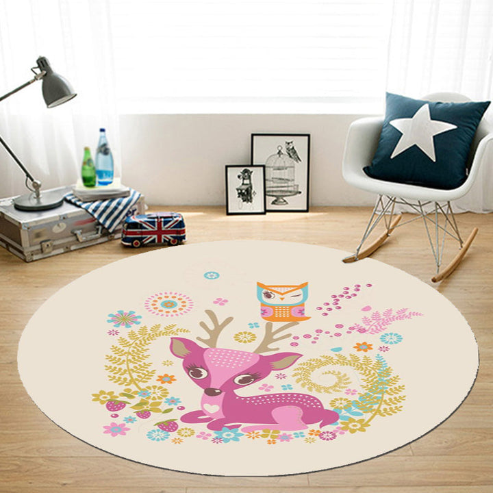 Stornfield | Beautiful Cartoon Animal Pattern Rug Beige and Red Washable and Pet-Friendly Polyester Kids' Rug Area Rug for Kids' Bedroom