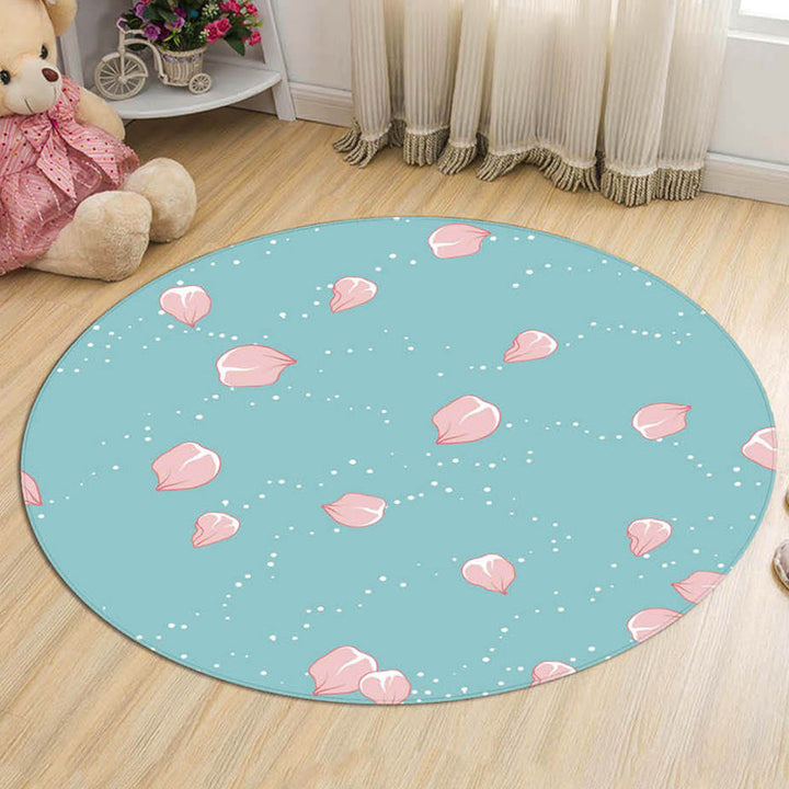 Stornfield | Novelty Floral Pattern Rug with Pink and Blue Branches Washable Cotton Kids' Rug, Pet-Friendly, Non-Slip Mat for Children's Room