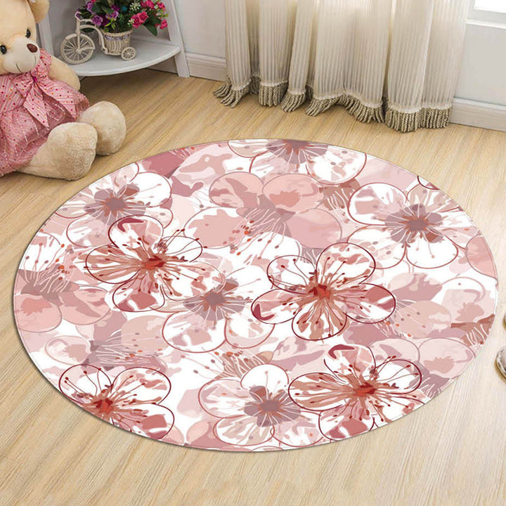 Stornfield | Novelty Floral Pattern Rug with Pink and Blue Branches Washable Cotton Kids' Rug, Pet-Friendly, Non-Slip Mat for Children's Room