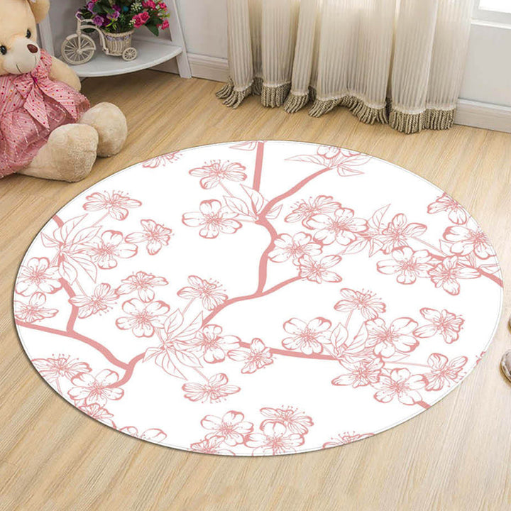 Stornfield | Novelty Floral Pattern Rug with Pink and Blue Branches Washable Cotton Kids' Rug, Pet-Friendly, Non-Slip Mat for Children's Room