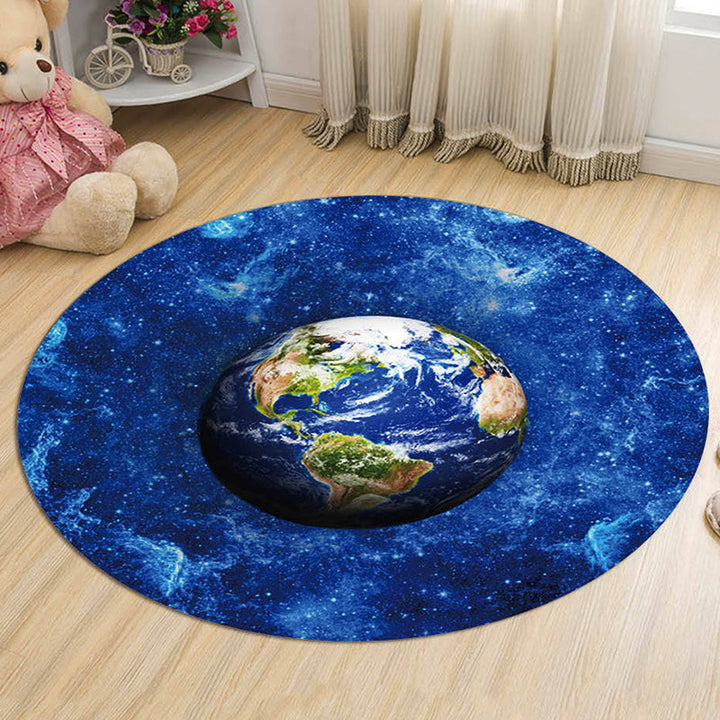 Stornfield | Blue and Purple Galaxy Print Children's Rug Polyester Washable Pet-Friendly Non-Slip Rug for Kids' Bedroom
