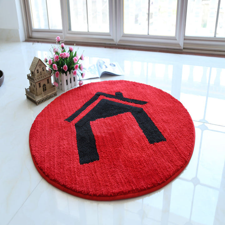 Stornfield | Blue and Red Polyester Children's Rug with Drum Pattern Pet-Friendly Washable Non-Slip Rug for Decoration