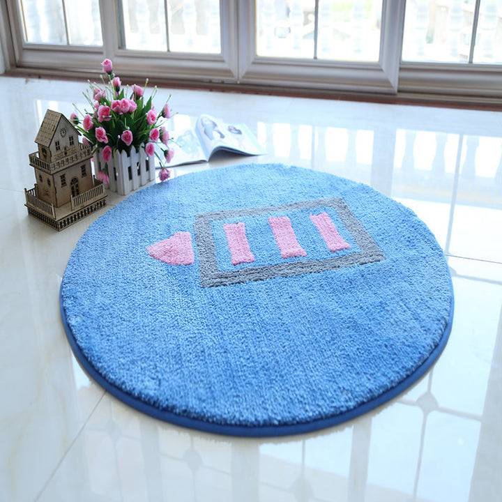 Stornfield | Blue and Red Polyester Children's Rug with Drum Pattern Pet-Friendly Washable Non-Slip Rug for Decoration