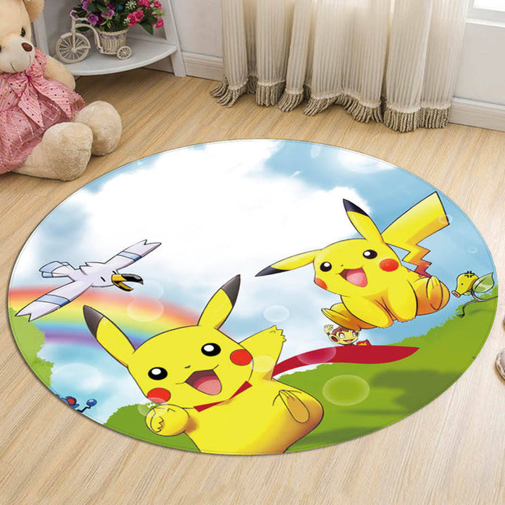 Stornfield | Yellow Polyester Cartoon Animal Pattern Kids Rug Pet Hair Resistant Washable Non-Slip Backing Rug for Decoration