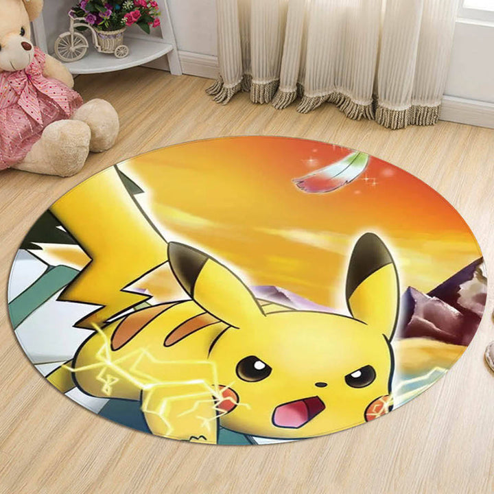 Stornfield | Yellow Polyester Cartoon Animal Pattern Kids Rug Pet Hair Resistant Washable Non-Slip Backing Rug for Decoration