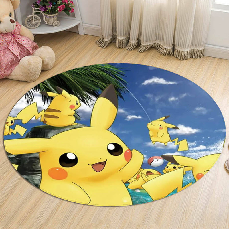 Stornfield | Yellow Polyester Cartoon Animal Pattern Kids Rug Pet Hair Resistant Washable Non-Slip Backing Rug for Decoration