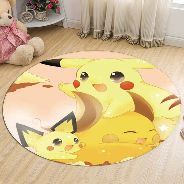 Stornfield | Yellow Polyester Cartoon Animal Pattern Kids Rug Pet Hair Resistant Washable Non-Slip Backing Rug for Decoration