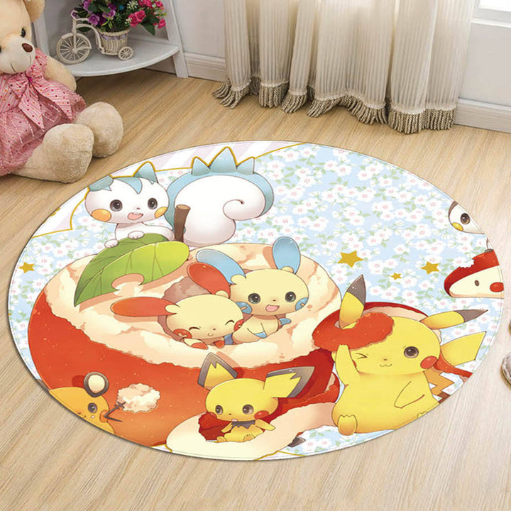 Stornfield | Yellow Polyester Cartoon Animal Pattern Kids Rug Pet Hair Resistant Washable Non-Slip Backing Rug for Decoration