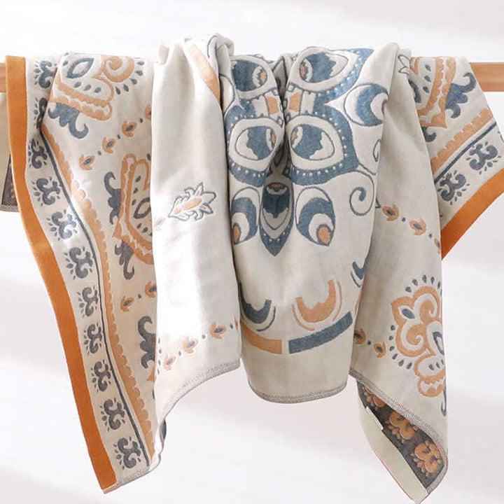 Flower Print Jacquard Cotton Bath Towel 70x140cm | Stornfield