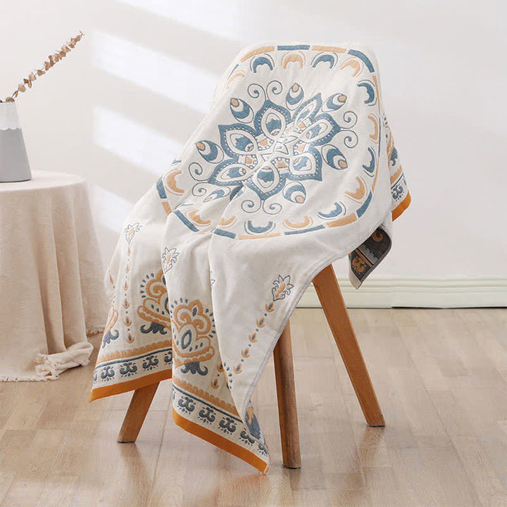 Flower Print Jacquard Cotton Bath Towel 70x140cm | Stornfield