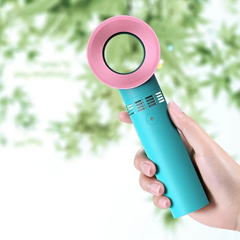 1pc USB Rechargeable Bladeless Handheld Fan - Portable Mini Desk Fan with 3 Speeds for Travel, Camping, Office, and Room Use | Stornfield