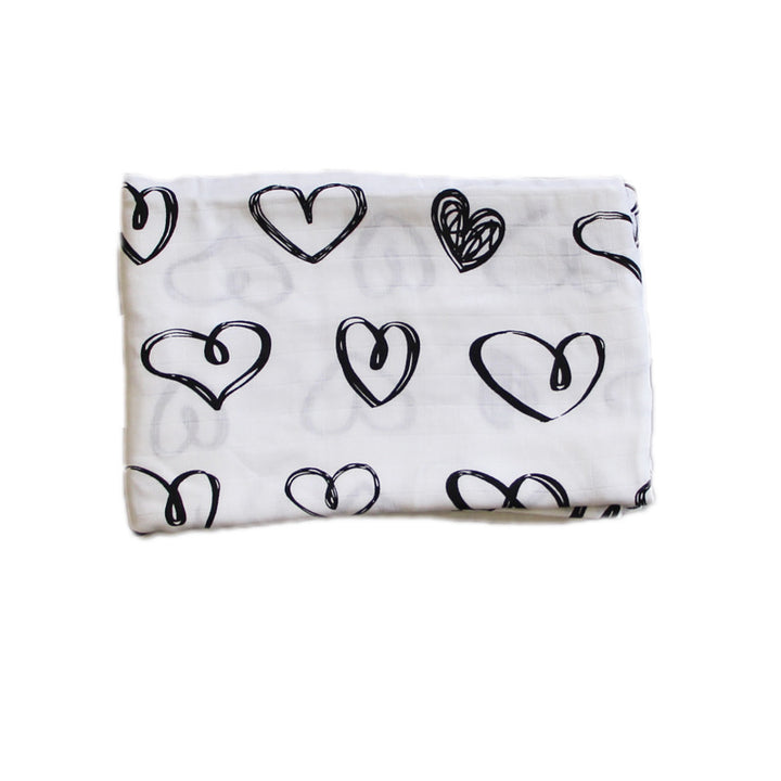 Cotton Muslin Baby Blanket with Heart Pattern Stornfield