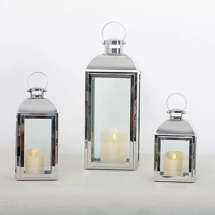 Glass-Paneled Metal Lantern Trio with Carry Rings Stornfield