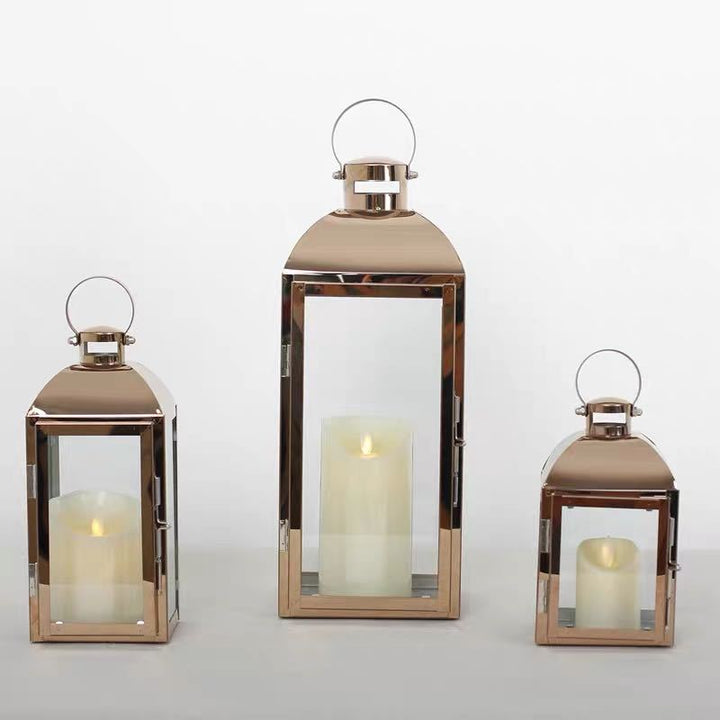 Glass-Paneled Metal Lantern Trio with Carry Rings Stornfield