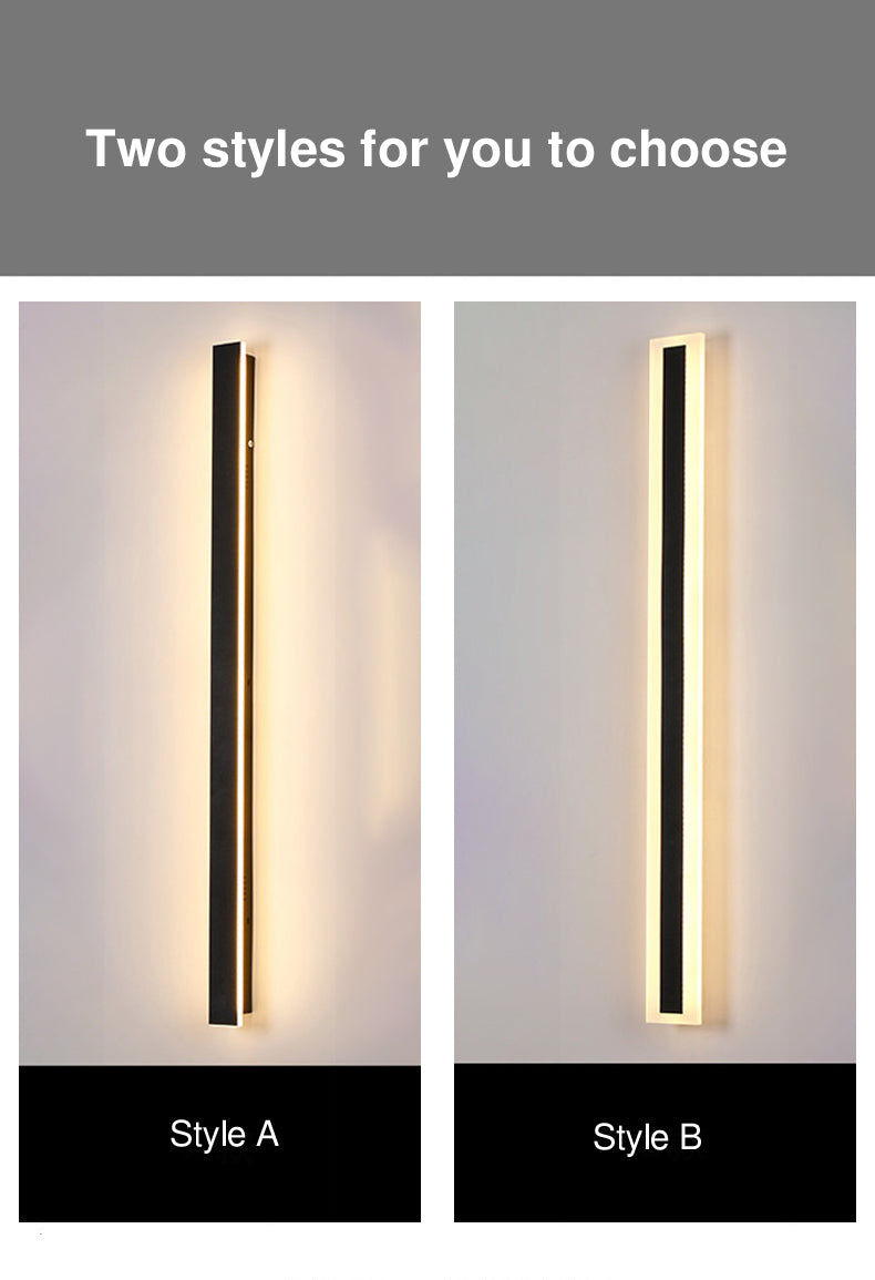 Modern Minimalist Long Rectangular Aluminum Acrylic LED Wall Sconce Lamp For Garden | Stornfield