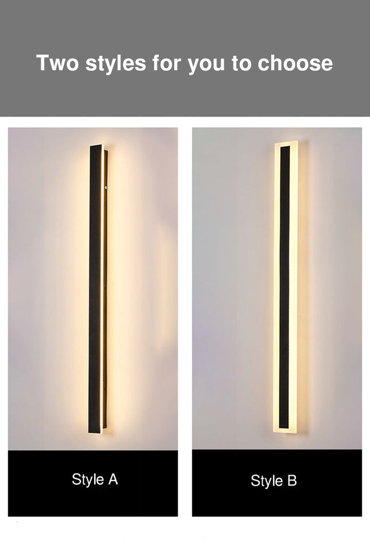 Modern Minimalist Long Rectangular Aluminum Acrylic LED Wall Sconce Lamp For Garden | Stornfield