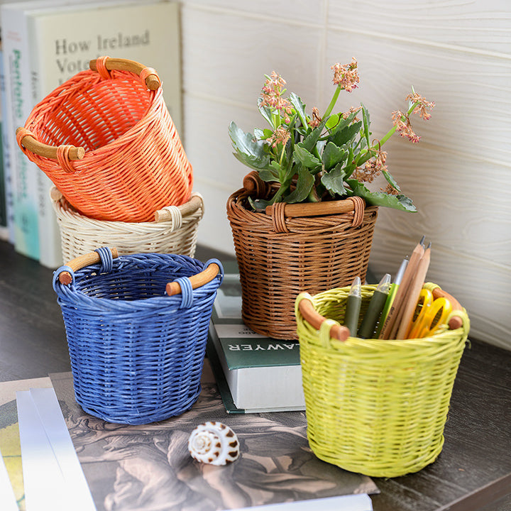 Unisex Handwoven Storage Basket with Wooden Handles Stornfield