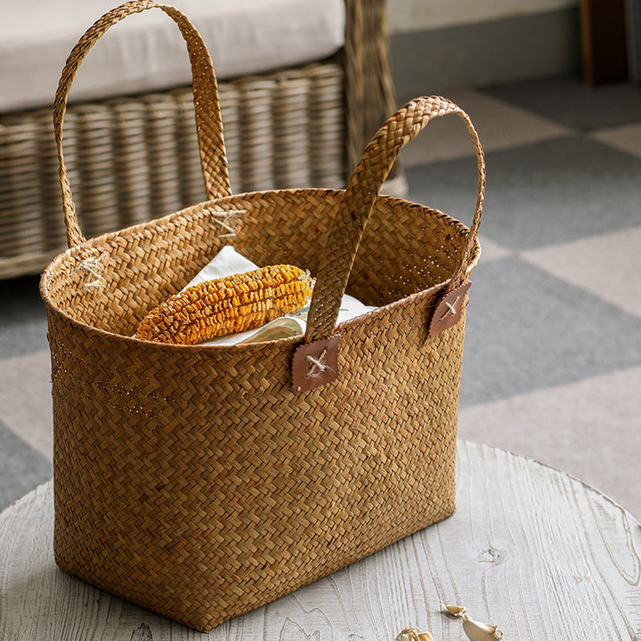 Handwoven Natural Wicker Shopping Basket Stornfield