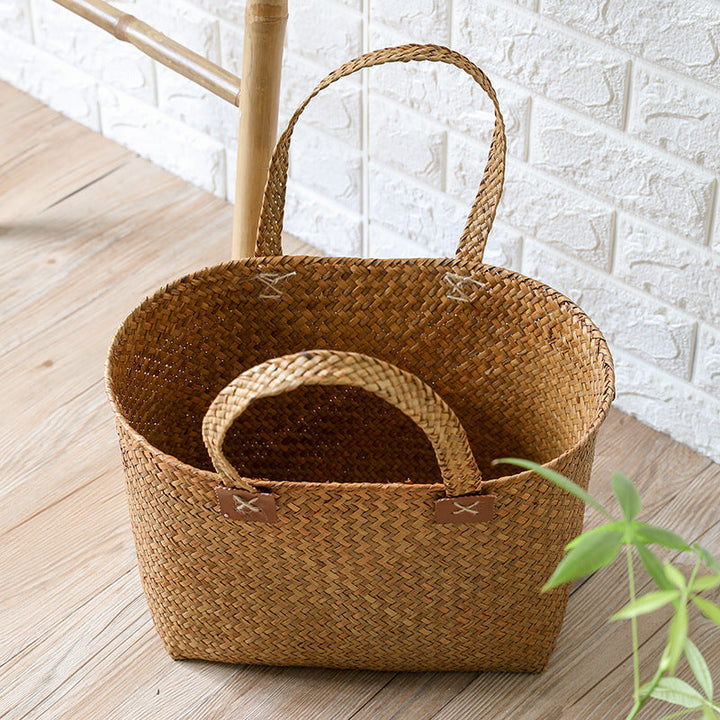Handwoven Natural Wicker Shopping Basket Stornfield