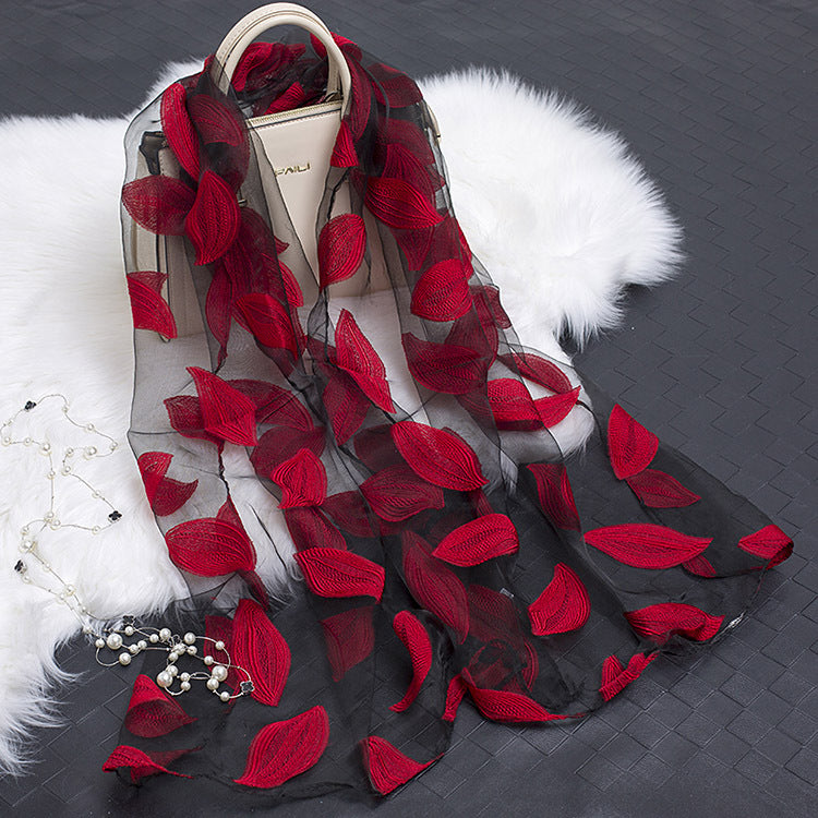 Stornfield | Silk scarf with cut flowers hollow motif