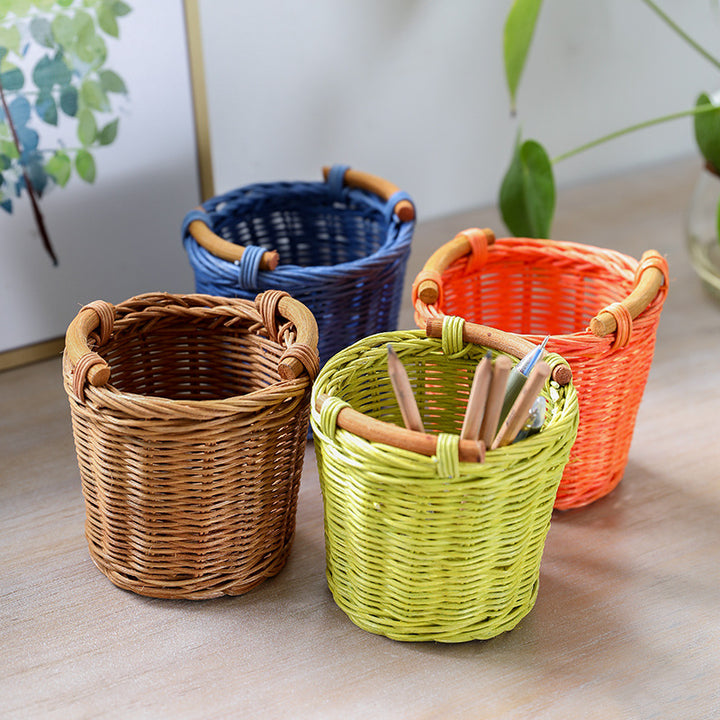 Unisex Handwoven Storage Basket with Wooden Handles Stornfield