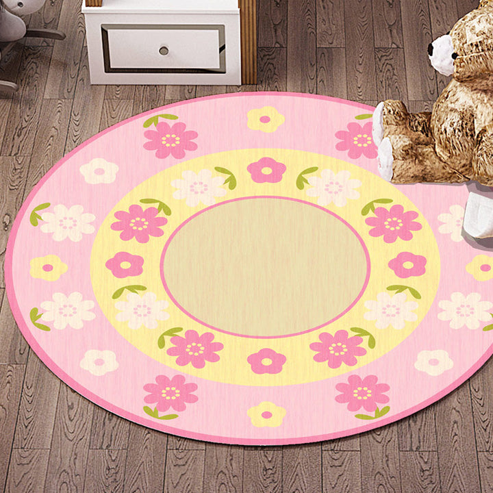 Stornfield | Multicolored Floral Patterned Rug with Stars and Hearts in Polyester Washable Non-Slip Pet-Friendly Kids' Rug for Children's Room