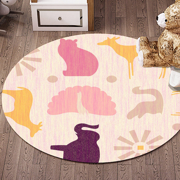 Stornfield | Multicolored Floral Patterned Rug with Stars and Hearts in Polyester Washable Non-Slip Pet-Friendly Kids' Rug for Children's Room