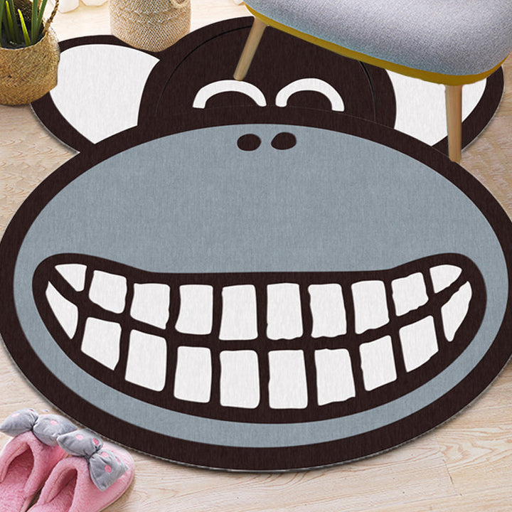Stornfield | Grey Monkey Pattern Polyester Rug Kids' Play Mat Washable Non-Slip Pet Friendly for Nursery