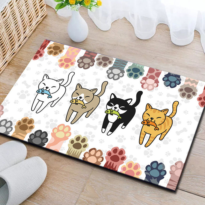 Playful Cat-Themed Kitchen Mat Set Stornfield