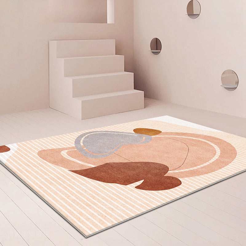 Stornfield | Orange Striped Colour Block Stylish Modernist Rug, Non-Slip Washable Pet-Friendly Decor Rug