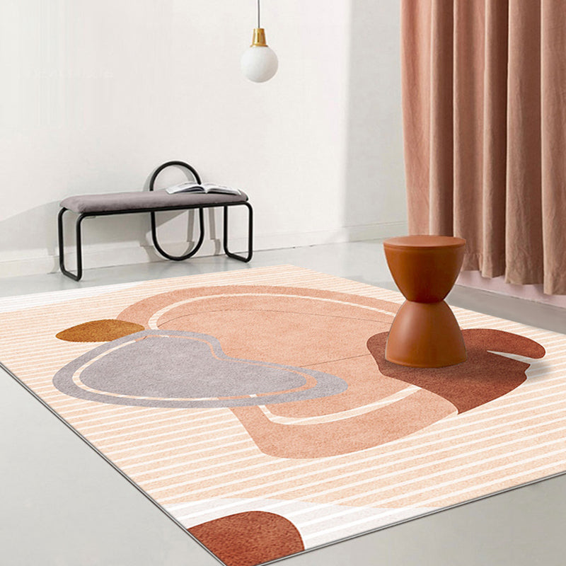 Stornfield | Orange Striped Colour Block Stylish Modernist Rug, Non-Slip Washable Pet-Friendly Decor Rug