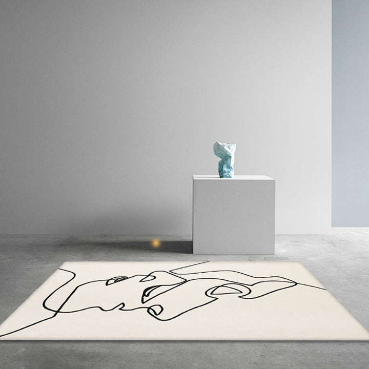 Stornfield | Creative Scandinavian Beige Area Rug Abstract Non-Slip Washable Pet-Friendly Carpet for Decor